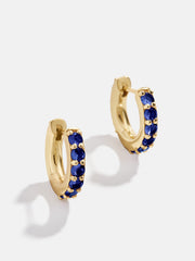 14K Gold Birthstone Huggie Earrings - Sapphire