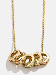 14K Gold Birthstone Charm Necklace - Gold