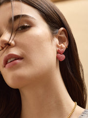 Harley Statement Earrings - Double Red Pavé Heart Earrings