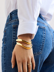 Natalia Wavy Hinge Bangle Set - Gold