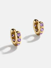 Sydney 18K Gold Plated Sterling Silver Birthstone Earrings - Light Amethyst