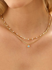 Florence 18K Gold Plated Sterling Silver Birthstone Necklace - Crystal