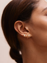 Bianca 14K Gold Earrings - Emerald Bezel Set Earrings