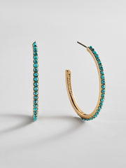 Nina Semi-Precious Hoop Earrings - Gold/Turquoise