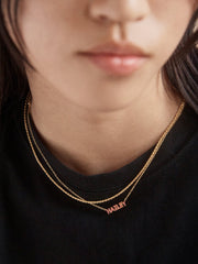 14K Gold Birthstone Custom Nameplate Necklace - Rose