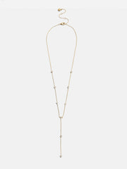 Yasmine Gold Lariat Necklace - Gold/Pavé