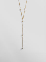 Juliet Pearl Lariat Necklace - Gold/Pearl