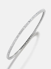 Tracy Sterling Silver Hinge Bangle - Silver/Pavé