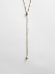 Teardrop 14K Gold Lariat Necklace - Gold/Pavé