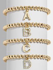 Dangle Charm Initial Pisa Bracelet - Gold