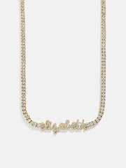 Billie 14K Gold Tennis Custom Nameplate Necklace - Mini Script