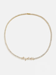 Billie 14K Gold Tennis Custom Nameplate Necklace - Mini Script