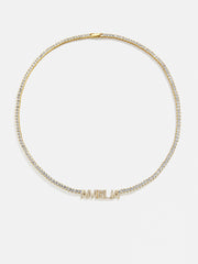 Billie 14K Gold Tennis Custom Nameplate Necklace - Block