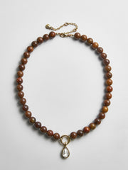 Janette Beaded Ring Necklace - Tiger's Eye