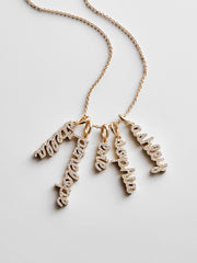 Mini Pavé Script Cluster Custom Nameplate Necklace - 1 Name