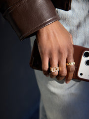 Varsity Number Custom Ring - Gold/Pavé