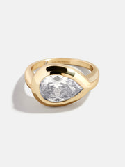 Gold Cubic Zirconia Custom Birthstone Ring - Crystal
