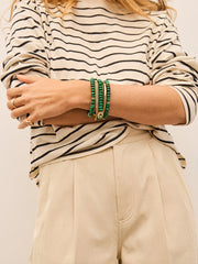 Energy Aligned Evil Eye Bracelet Set - Malachite