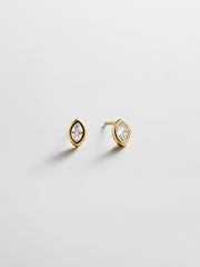 Elaine 14K Gold Stud Earrings - Marquise Stone