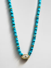 Positive View Semi-Precious Evil Eye Necklace - Turquoise