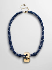 Knotty Varsity Custom Necklace - Navy Single Digit
