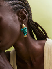 Ripple Effect Fish Earrings - Gold/Malachite