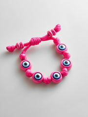 Knotty Good Eye Cord Bracelet - Fuchsia