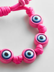 Knotty Good Eye Cord Bracelet - Fuchsia
