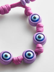 Knotty Good Eye Cord Bracelet - Lilac