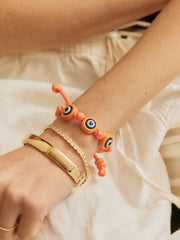 Knotty Good Eye Cord Bracelet - Tangerine