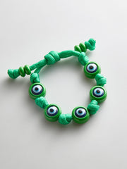 Knotty Good Eye Cord Bracelet - Bright Green