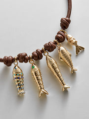 High Tide Fish Collar Necklace - Brown
