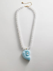 Sun Drift Semi-Precious Pendant Necklace - Spiral Shell