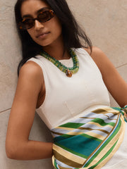 Jamie Semi-Precious Beaded Necklace - Green Jade/Tiger's Eye