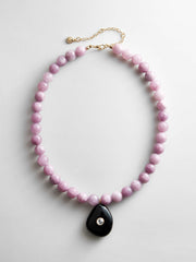 Jamie Semi-Precious Beaded Necklace - Light Amethyst/Black Hypersthene