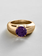 Puffy Cigar Band Custom Birthstone Ring - Gold