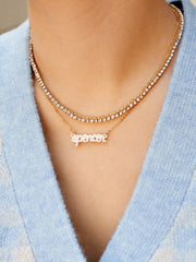 Acrylic Custom Nameplate Necklace - Gold