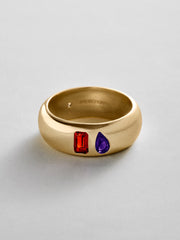Multi-Stone Puffy Custom Birthstone Ring - Gold