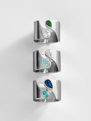 Open Band Custom Birthstone Ring - Silver