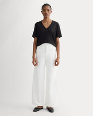 The Slouchy V-Neck Tee In Cotton Linen | Black