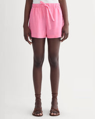 The Drawstring Boxer Short In Linen | Deep Pink