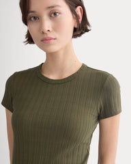 Cropped Crew In Pointelle | Olive Night