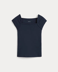 Retrosoft Cotton Square-Neck Tee | Navy