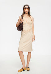 Solana Midi Dress - Beige Plaid
