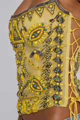 Cylo Hand-Beaded Corset Top