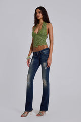 Roswen Lace Corset Top in Green