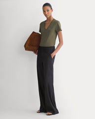 The Slim V-Neck Tee In Essential Cotton | Olive Night