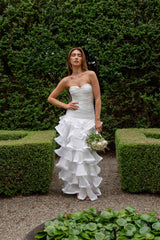 Evelin Tiered Gown in White
