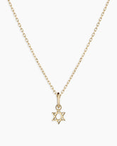 14K Gold Star Of David Charm Necklace