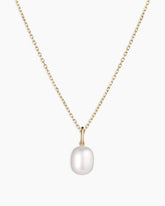 14K Gold Pearl Charm Necklace
